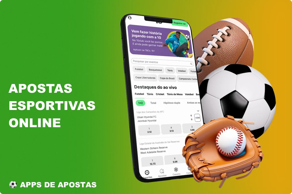 O 10Bet é especializado em apostas esportivas, portanto, os apostadores brasileiros terão acesso a todas as opções que precisam diretamente no aplicativo de apostas 10Bet