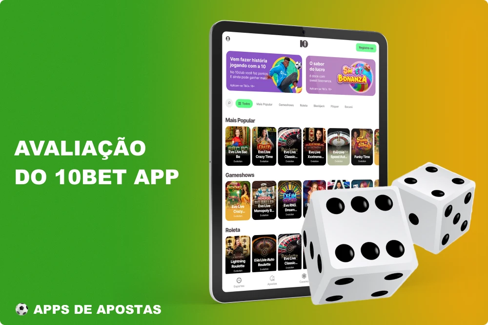Por meio do aplicativo 10Bet, os jogadores do Brasil terão acesso a apostas e jogos de cassino