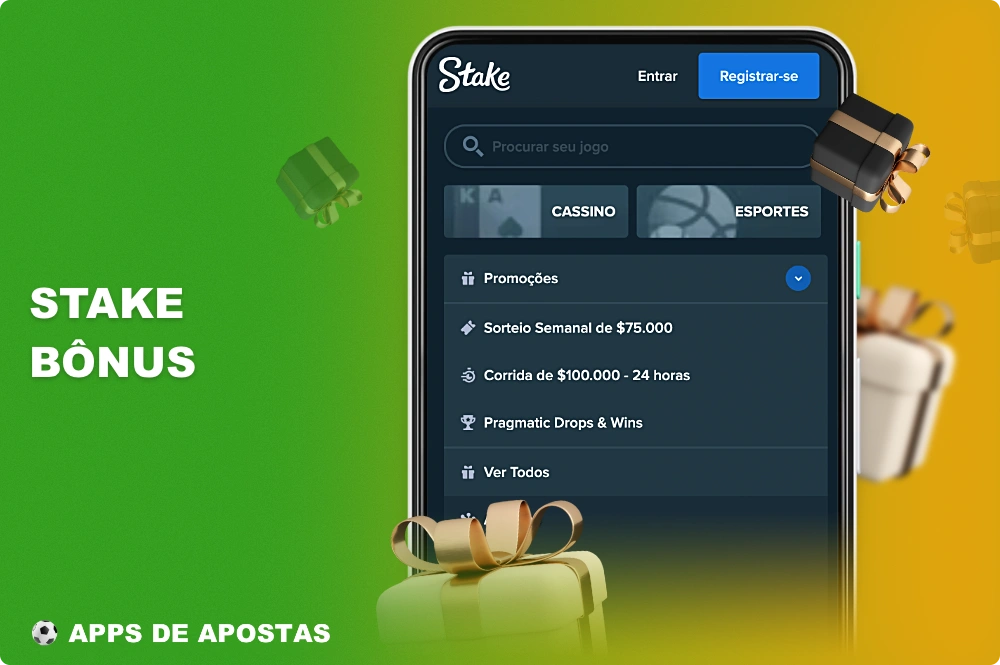 No aplicativo Stake, há vários bônus generosos disponíveis para usuários do Brasil