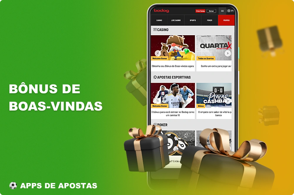 No aplicativo Bodog, diferentes tipos de bônus estão disponíveis para os usuários do Brasil