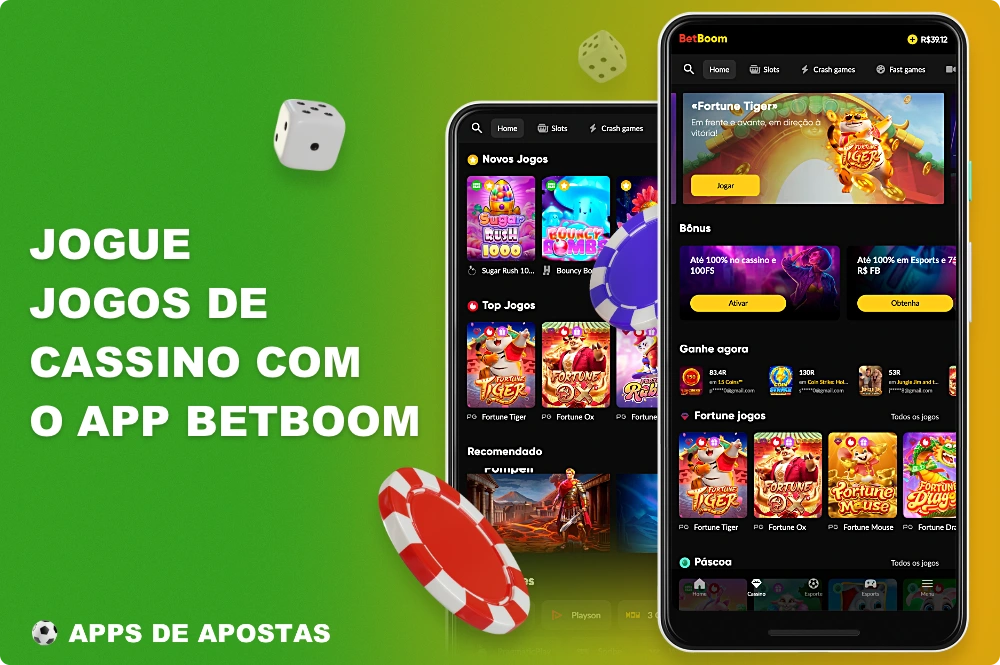 O aplicativo móvel do Betboom contém uma seção de cassino, na qual centenas de jogos emocionantes estão disponíveis para os usuários do Brasil