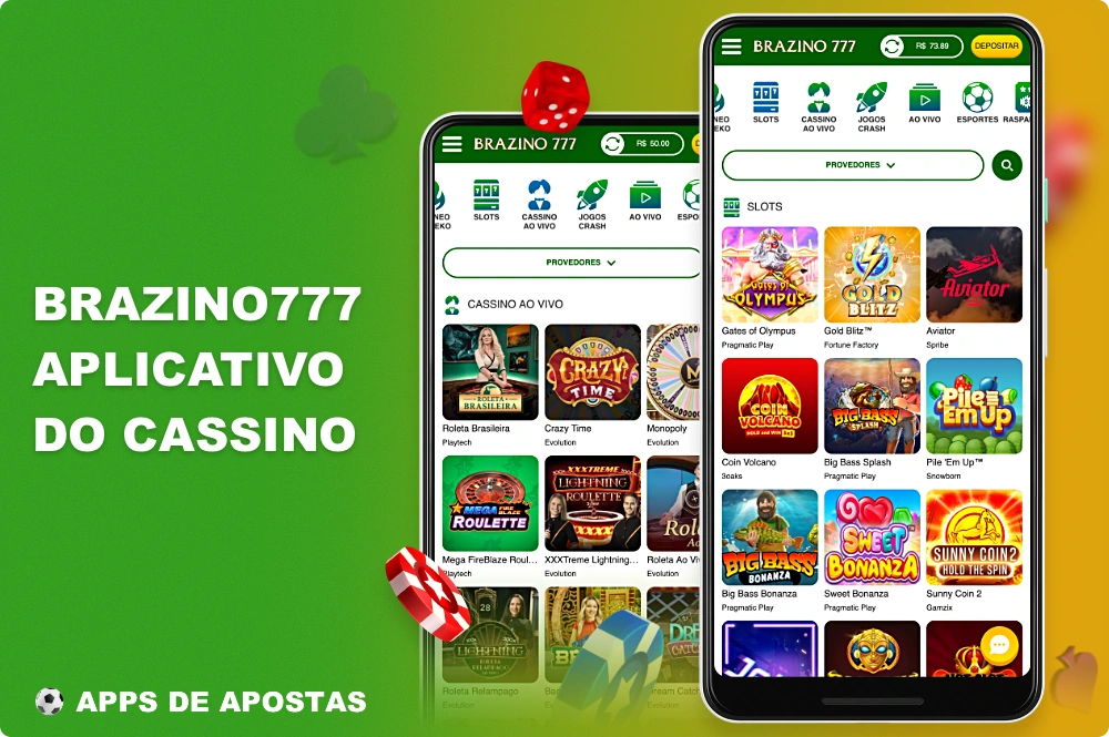 No aplicativo Brazino777, os usuários do Brasil têm acesso a uma seção de cassino com uma enorme variedade de jogos, desde caça-níqueis e bingo até jogos com crupiê ao vivo