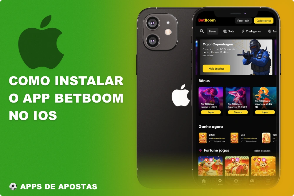 Você pode baixar e instalar o aplicativo Betboom para iOS no iPhone e no iPad