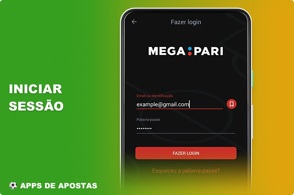 Para fazer login em sua conta no aplicativo Megapari, um usuário do Brasil deve usar os dados que forneceu durante o registro
