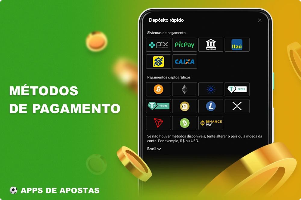 Para a conveniência dos usuários do Brasil, várias opções de pagamento estão disponíveis no aplicativo Betboom