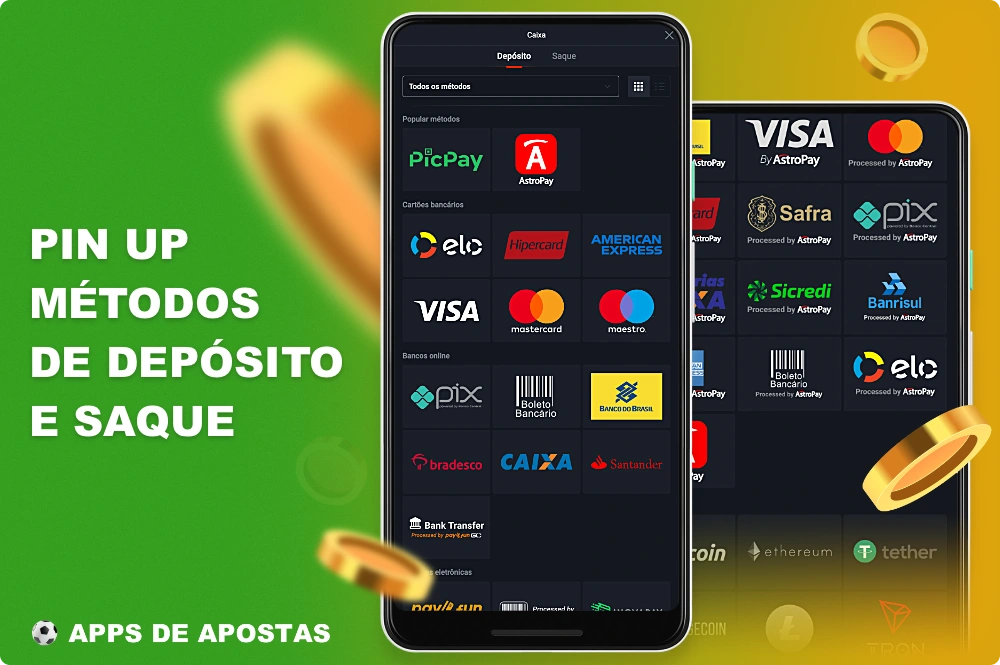 Para a conveniência dos usuários do Brasil, o aplicativo Pin Up oferece uma variedade de opções de pagamento que podem ser usadas tanto para depósitos quanto para saques