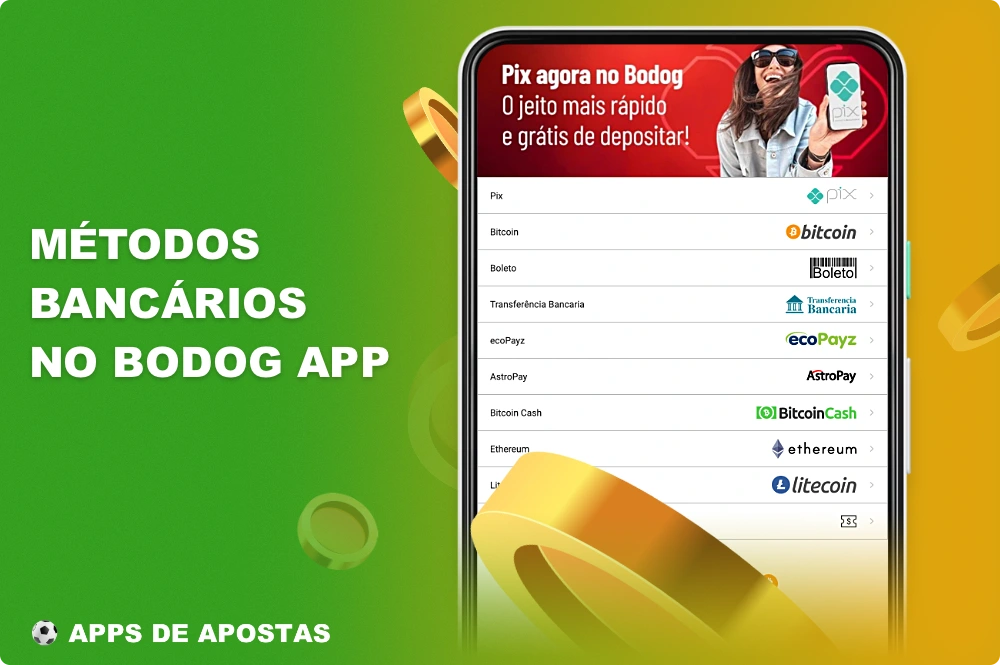 Para a conveniência dos usuários do Brasil, várias opções de pagamento estão disponíveis no aplicativo Bodog