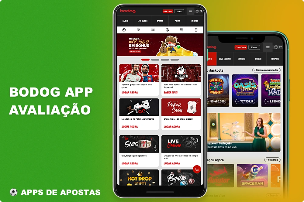 O prático aplicativo móvel do Bodog para Android e iPhone permite que você aposte e jogue jogos de cassino em qualquer lugar
