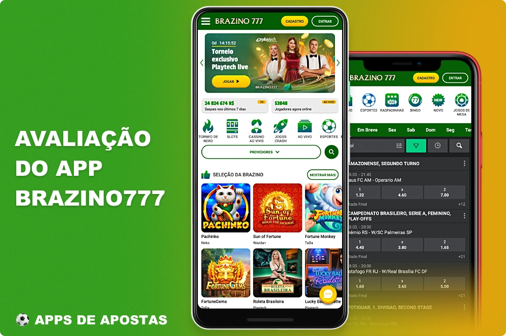 O aplicativo móvel Brazino777 para Android e iOS permite que os usuários do Brasil apostem e joguem jogos de cassino em qualquer lugar