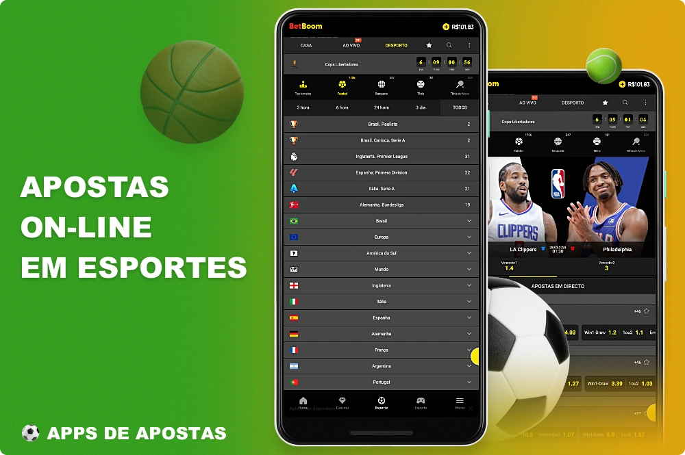 O aplicativo Betboom oferece apostas em esportes populares para usuários no Brasil