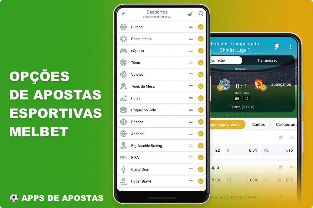 Os usuários do aplicativo Melbet do Brasil recebem apostas em esportes populares