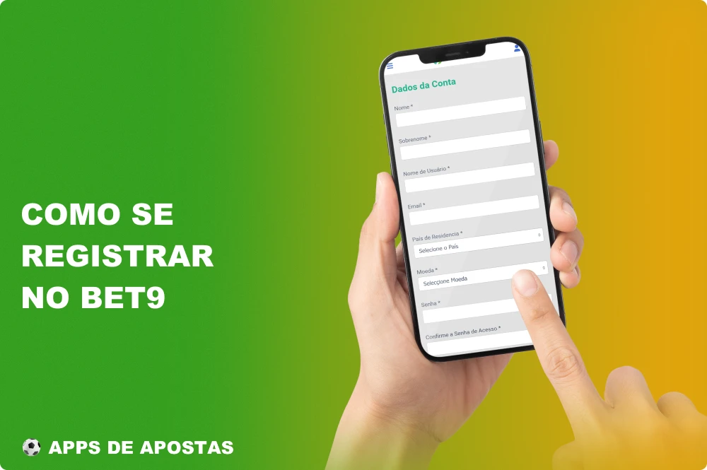 Os jogadores do Brasil podem criar uma conta diretamente no aplicativo Bet9