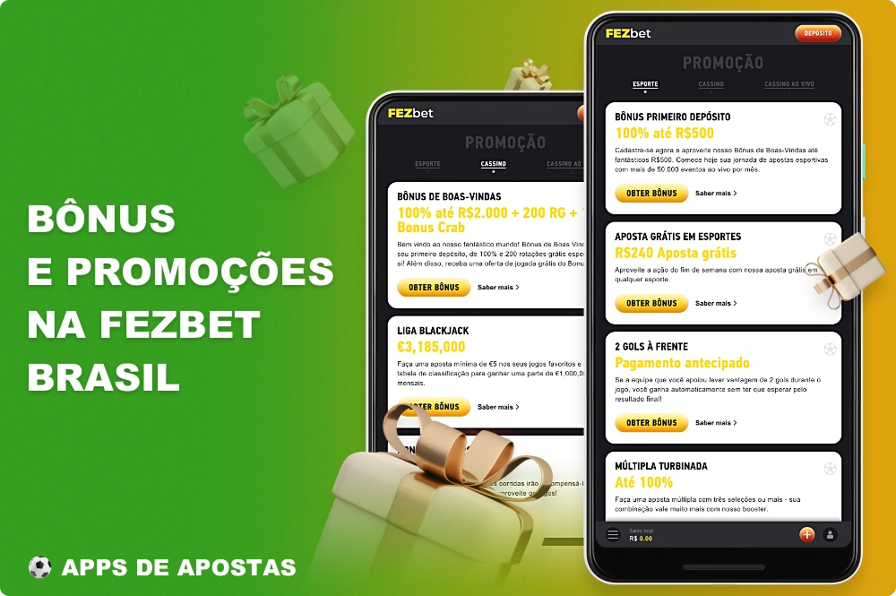 O aplicativo Fezbet, exclusivo para usuários brasileiros, oferece bons bônus para apostas esportivas e jogos de cassino