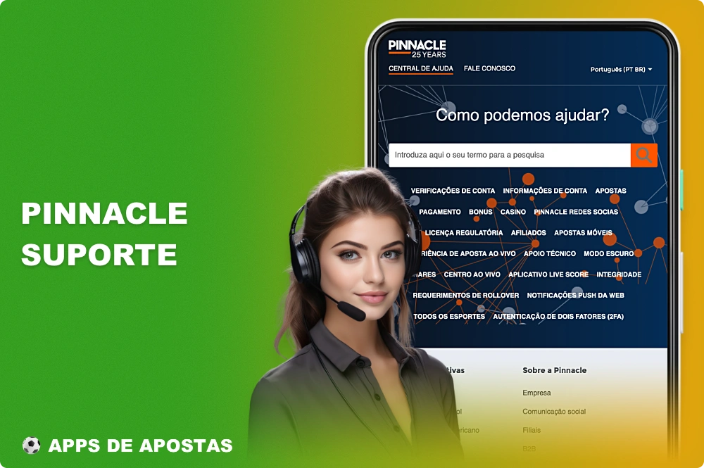 O aplicativo da Pinnacle oferece várias opções para entrar em contato com a equipe de suporte ao cliente