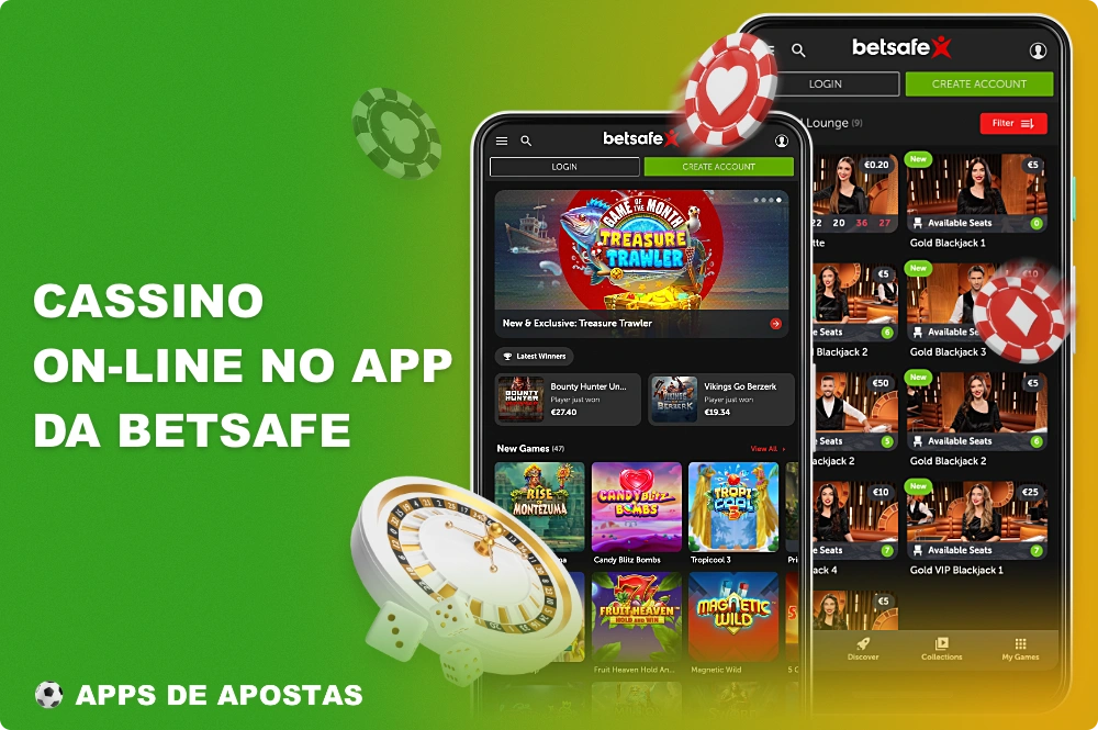 Há centenas de atividades de jogos de azar disponíveis para os brasileiros no aplicativo Betsafe, e elas podem ser encontradas na seção de cassino on-line e cassino ao vivo do aplicativo