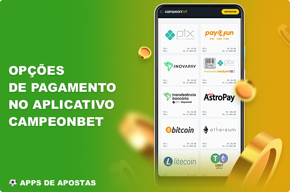 O aplicativo Campeonbet oferece aos usuários brasileiros uma variedade de métodos de pagamento que podem ser usados tanto para depositar quanto para sacar seus ganhos