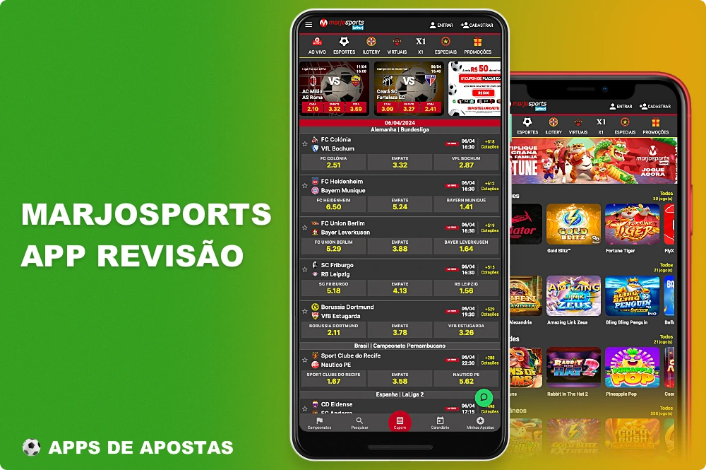 Aplicativo móvel de apostas esportivas Marjosports para Android e iOS