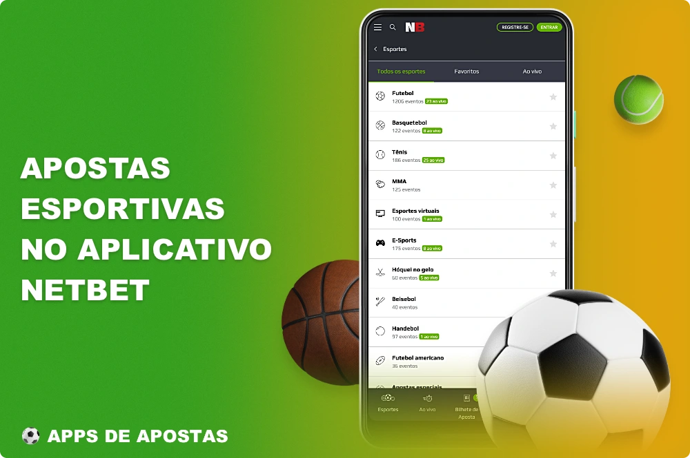 Os usuários do aplicativo Netbet podem apostar em dezenas de esportes