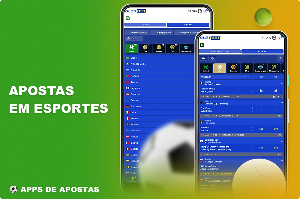 O aplicativo Oleybet oferece apostas em dezenas de esportes para usuários brasileiros