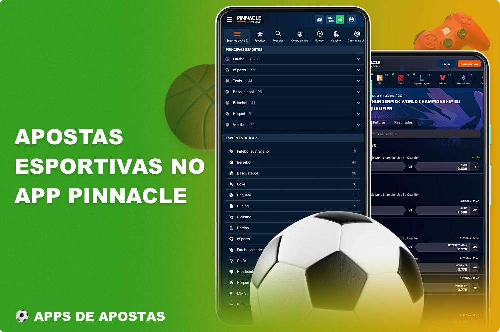Usando o aplicativo Pinnacle, os usuários no Brasil podem apostar em dezenas de esportes, incluindo esportes cibernéticos