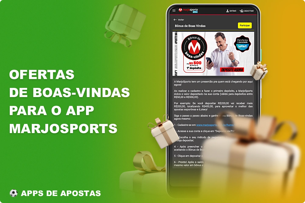 Os usuários do aplicativo Marjosports do Brasil podem desfrutar de um generoso bônus de boas-vindas
