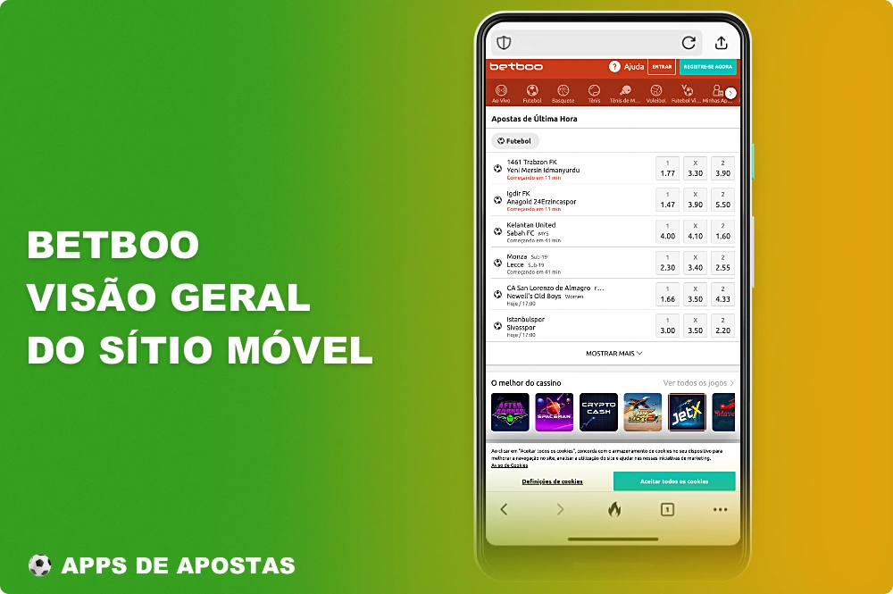 A versão móvel do site do Betboo é uma ótima alternativa para os usuários do Brasil que não querem ou não podem instalar o aplicativo