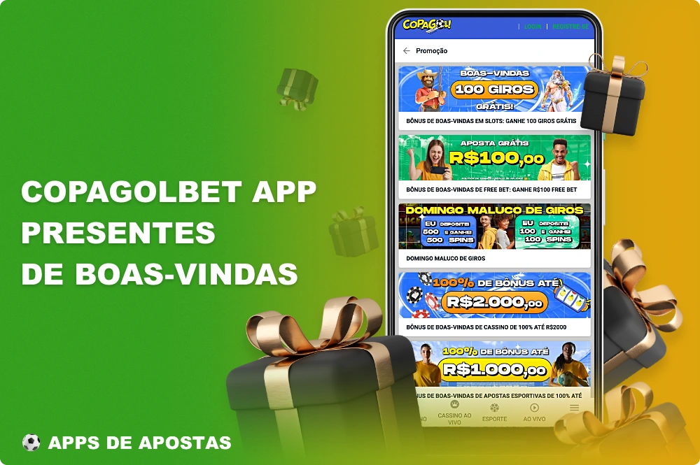Os usuários brasileiros do aplicativo Copagolbet podem aproveitar várias promoções, incluindo bônus de boas-vindas para apostas esportivas e apostas em cassino