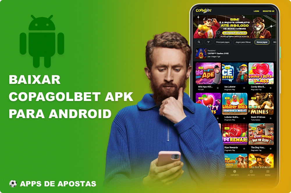 Você pode baixar o aplicativo Copagolbet para Android totalmente gratuito no site oficial da plataforma