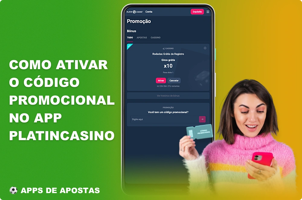 Para obter bônus extras no aplicativo Platincasino, os usuários do Brasil podem usar um código promocional especial