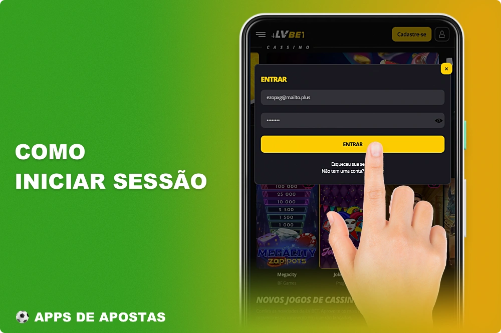 Para autorizar no aplicativo LV BET, os usuários do Brasil devem usar os dados que foram fornecidos durante o registro