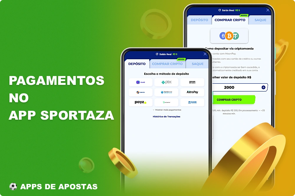 Para a conveniência dos usuários do Brasil, várias opções de pagamento estão disponíveis no aplicativo Sportaza, que podem ser usadas tanto para recargas quanto para saques