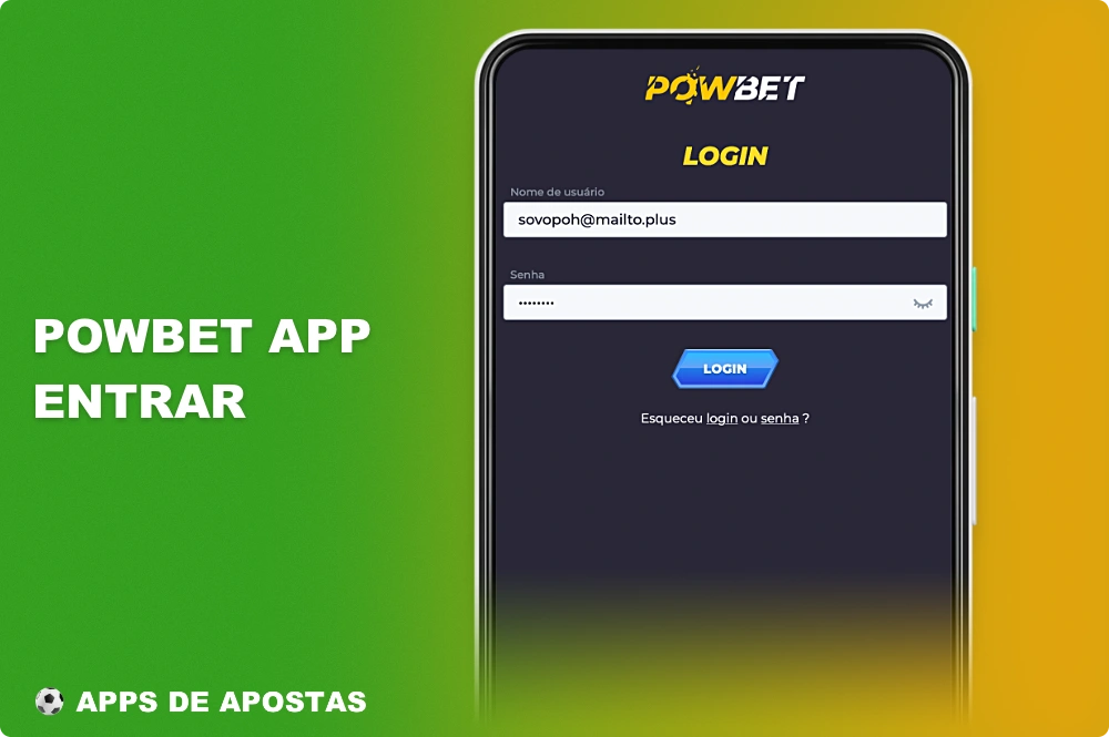 Para autorizar no aplicativo Powbet, os usuários do Brasil precisam inserir os dados que foram especificados durante o registro no sistema