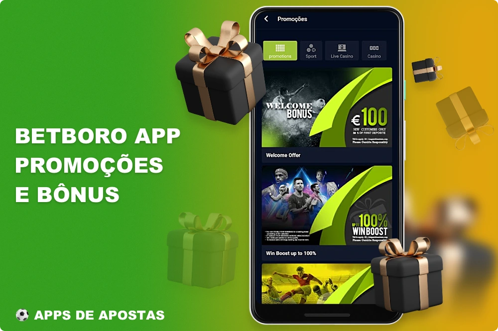 Há vários bônus e promoções disponíveis para os usuários brasileiros no aplicativo Betboro