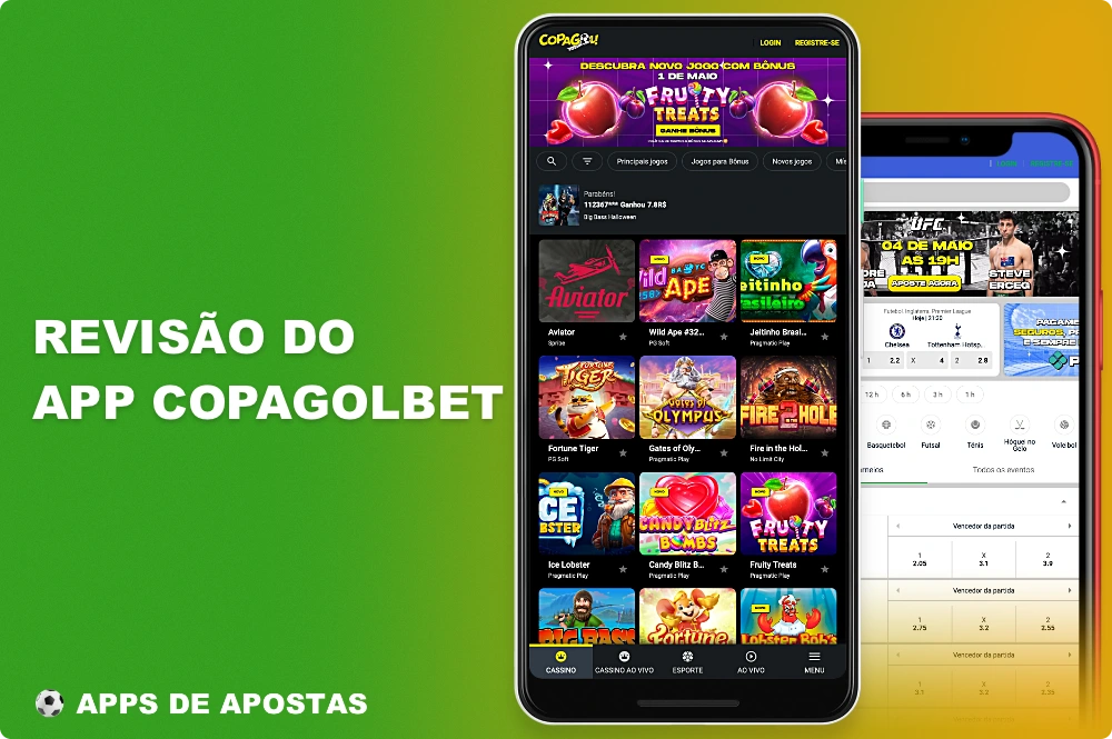 O aplicativo móvel Copagolbet permite que os usuários do Brasil apostem em uma variedade de esportes, bem como joguem em cassinos on-line