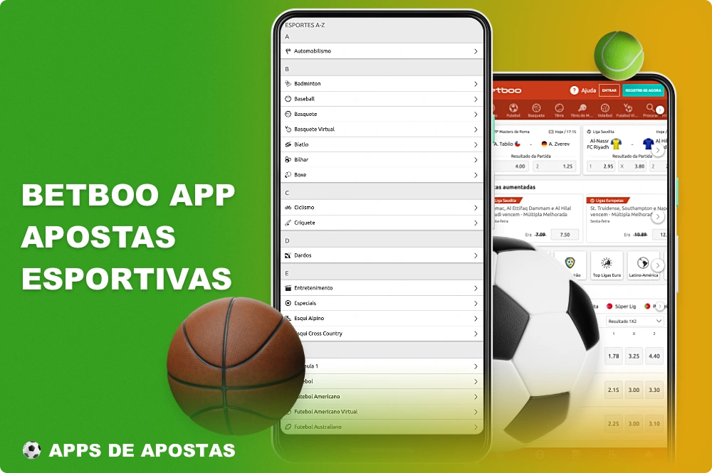 O aplicativo móvel de apostas esportivas do Betboo permite que você aposte em dezenas de esportes, bem como em torneios locais e internacionais