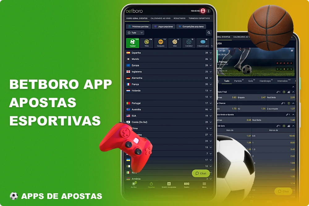 As apostas em esportes populares, bem como em esportes cibernéticos, estão disponíveis no aplicativo Betboro
