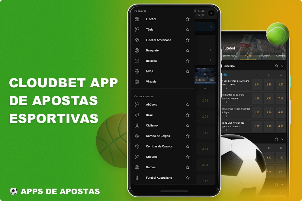Os usuários do aplicativo Cloudbet podem apostar em uma variedade de esportes, bem como em torneios locais e internacionais