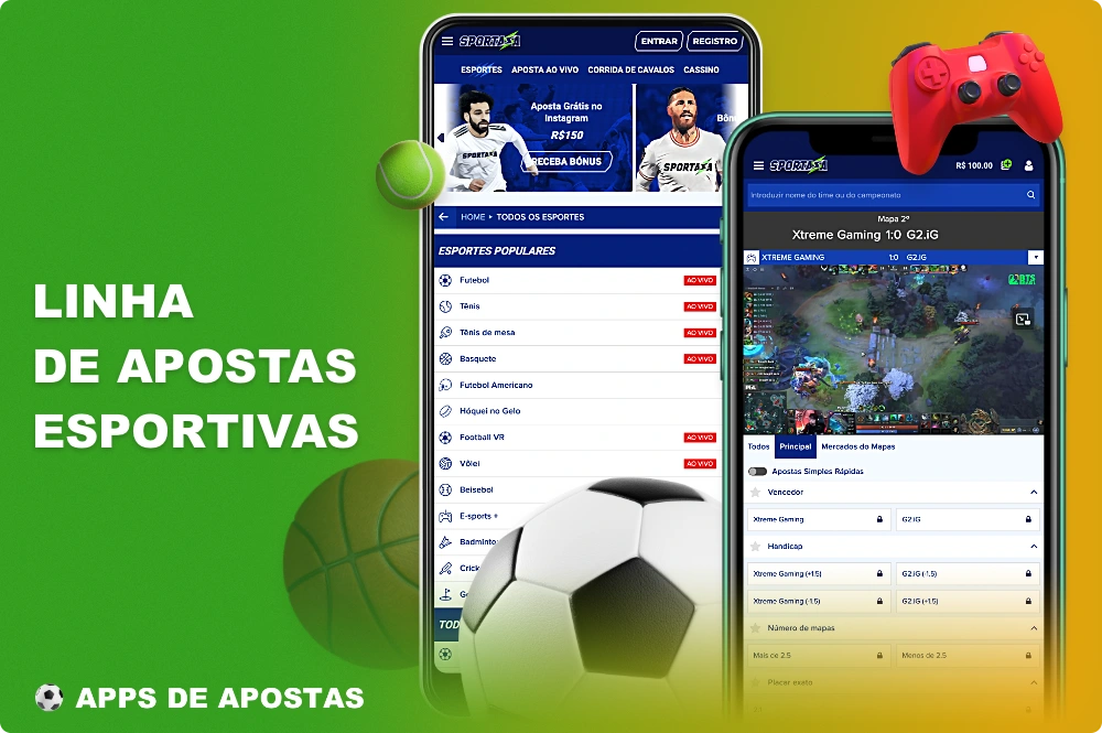 O aplicativo móvel Sportaza permite que os usuários do Brasil apostem em esportes populares e também em esportes cibernéticos