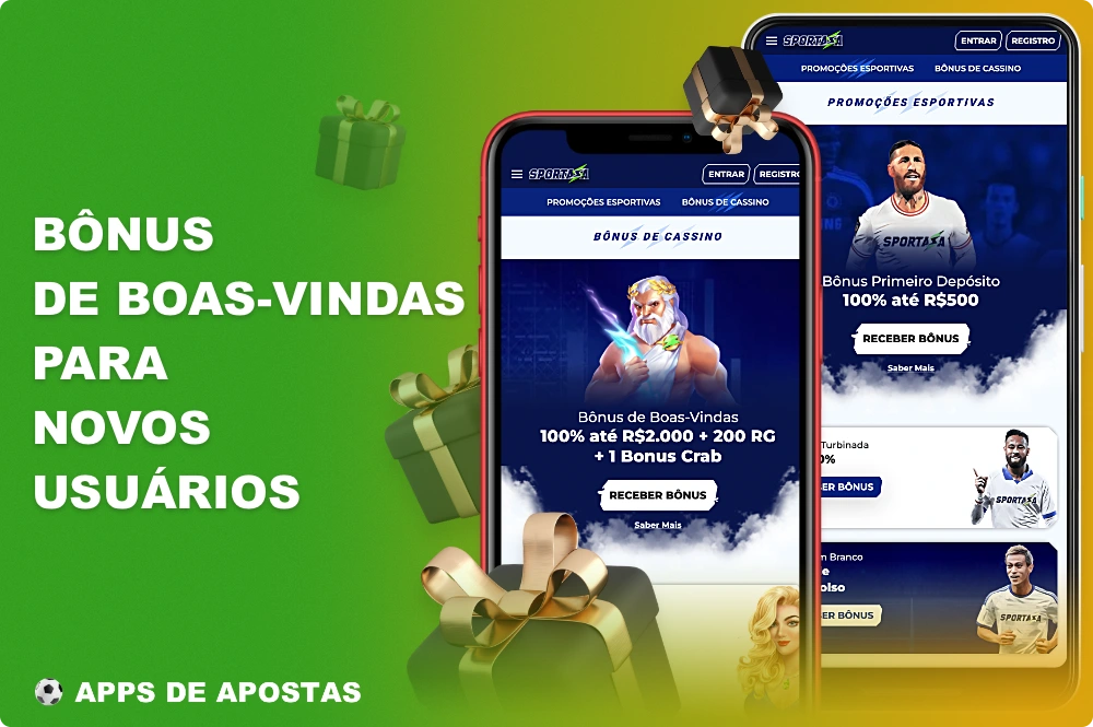Os bônus de boas-vindas estão disponíveis no aplicativo móvel do Sportaza para apostas esportivas e jogos de cassino
