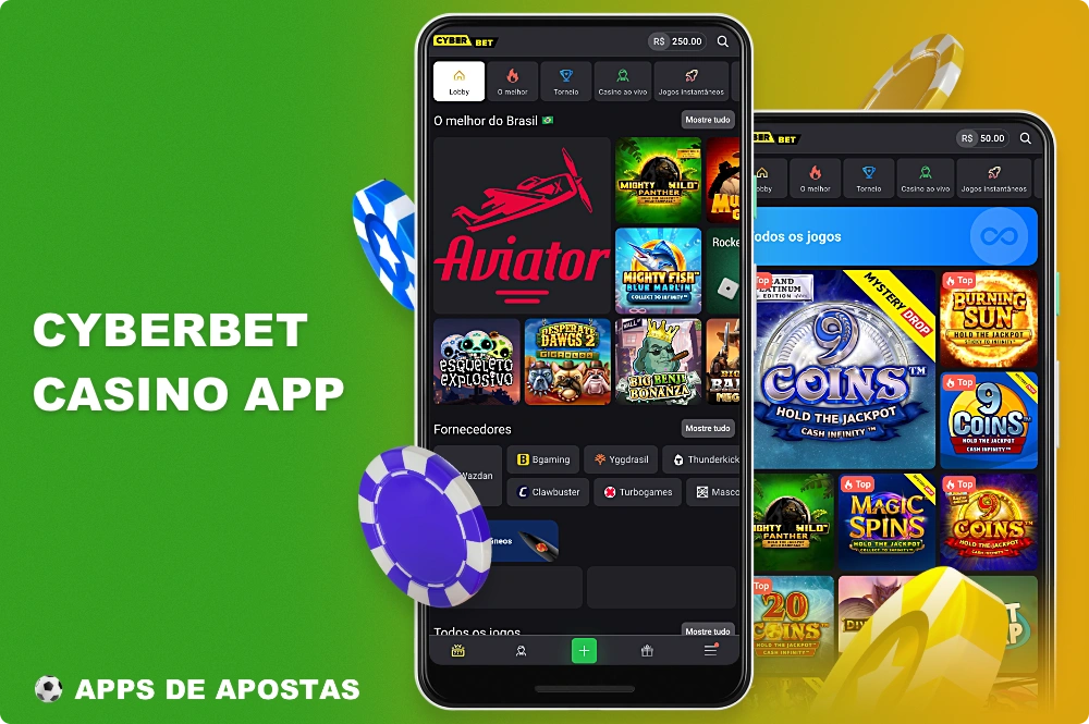 O aplicativo móvel da Cyberbet permite que os usuários do Brasil joguem uma variedade de jogos e, para sua conveniência, todos os jogos são categorizados por categoria