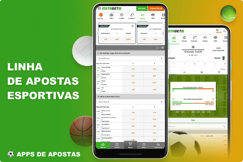 O aplicativo Instabet oferece aos usuários brasileiros uma ampla gama de linhas de apostas em vários esportes, bem como em torneios locais e internacionais