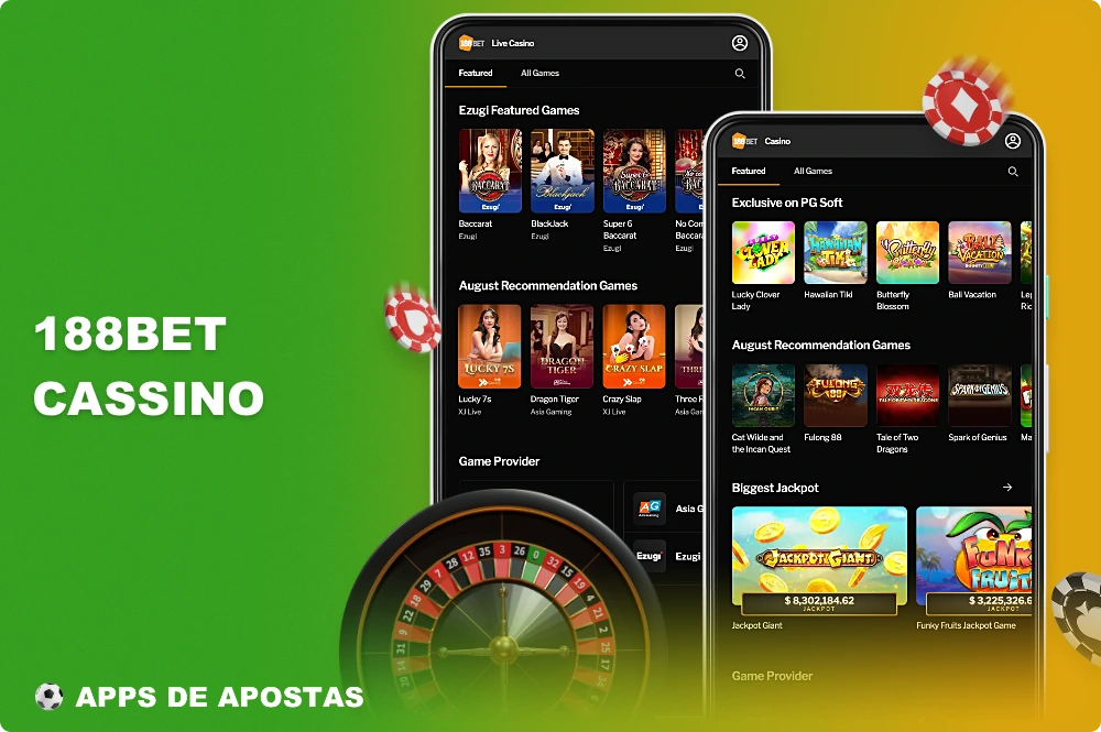 Existem milhares de jogos emocionantes disponíveis para o utilizador no casino móvel 188bet, desde slot machines a jogos com dealer ao vivo