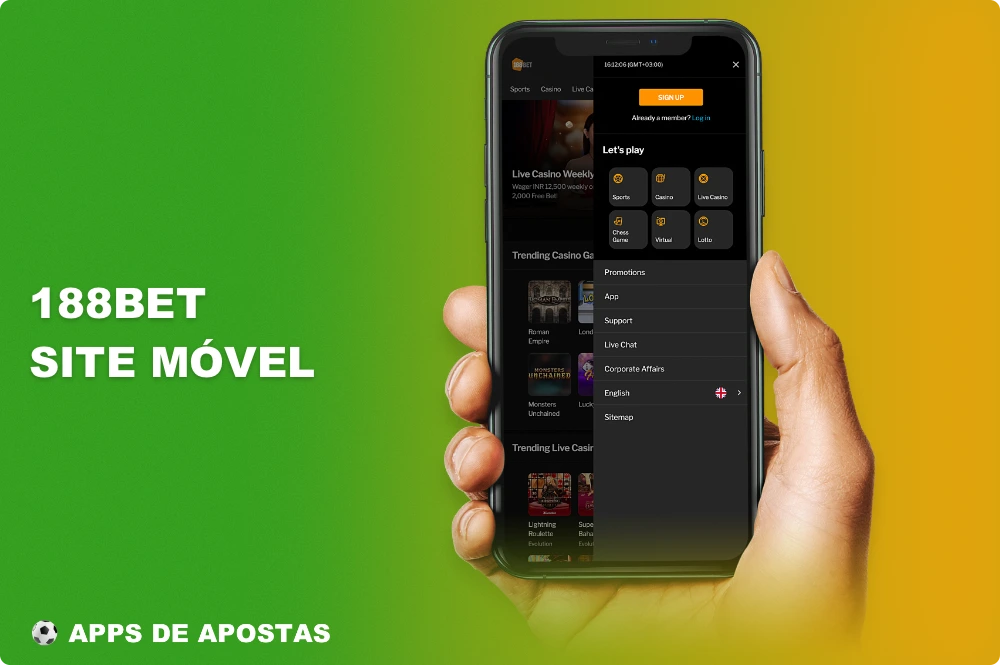 A versão móvel do site da 188bet é excelente para os utilizadores que, por alguma razão, não querem ou não podem instalar uma aplicação no seu smartphone