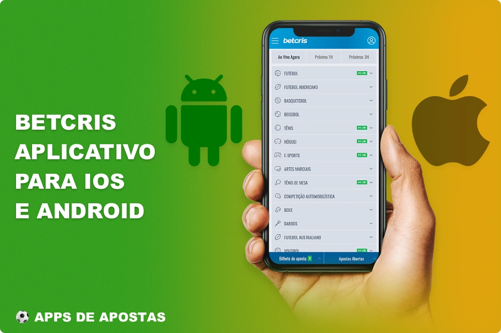 O aplicativo móvel Betcris está disponível tanto para proprietários de iPhone quanto para usuários de Android