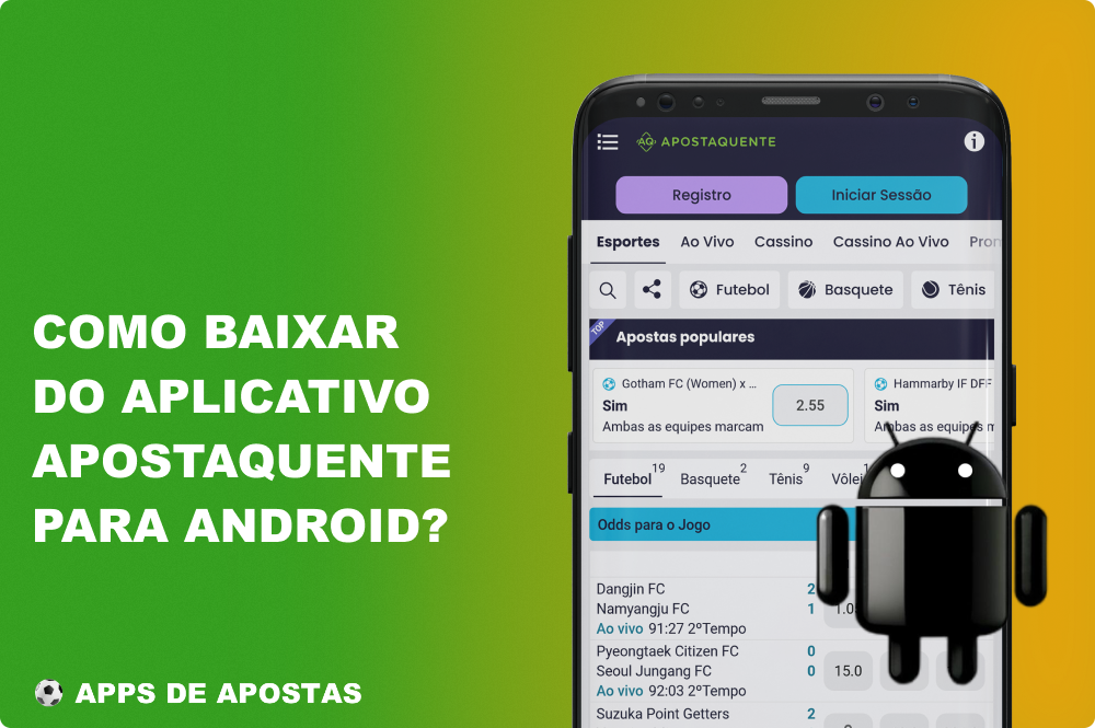 Depois de instalar a aplicação Apostaquente no Android, os jogadores do Brasil poderão apostar em desportos e jogar jogos de casino ao vivo