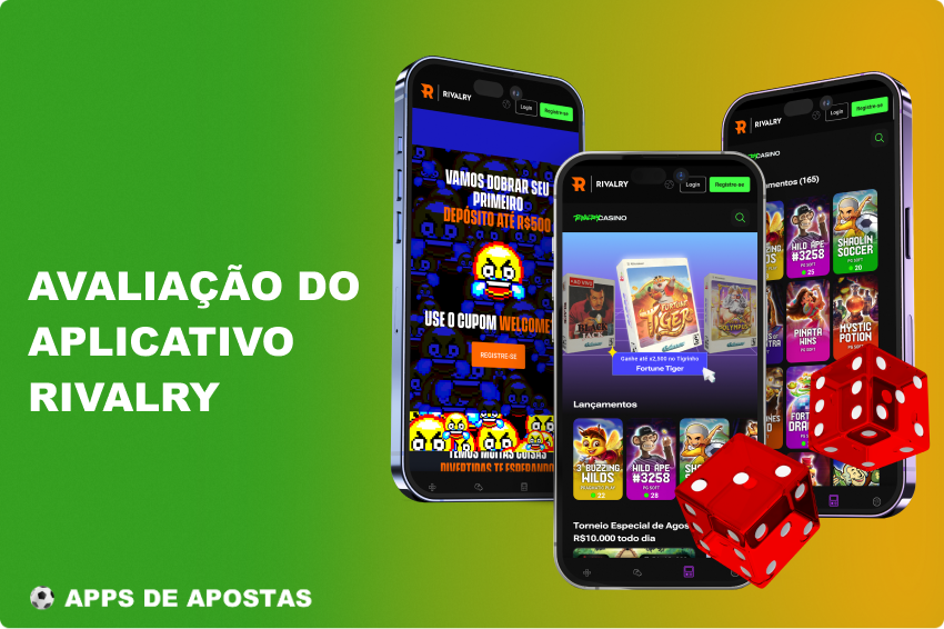 Na aplicação Rivalry, os jogadores do Brasil podem apostar em mais de 30 desportos, jogar slots e jogos de casino ao vivo