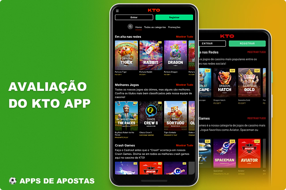 Aplicativo móvel KTO para apostas esportivas e cassino on-line no Brasil